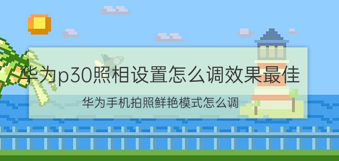 华为p30照相设置怎么调效果最佳 华为手机拍照鲜艳模式怎么调？